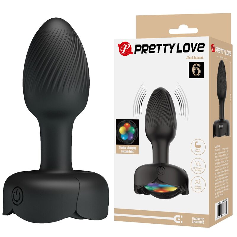PRETTY LOVE WIEDERAUFLADBARER VIBRATIONS-ANALPLUG MIT 10 MODI, SCHWARZ