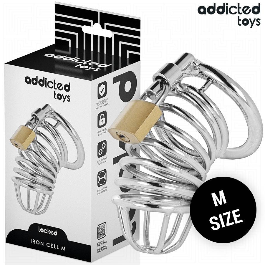 ADDICTED TOYS LOCKED - IRON CELL METALL-PENISKÄFIG GRÖSSE M